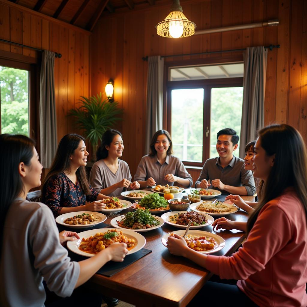 Malaysian Family Enjoying Dinner Together in a Homestay