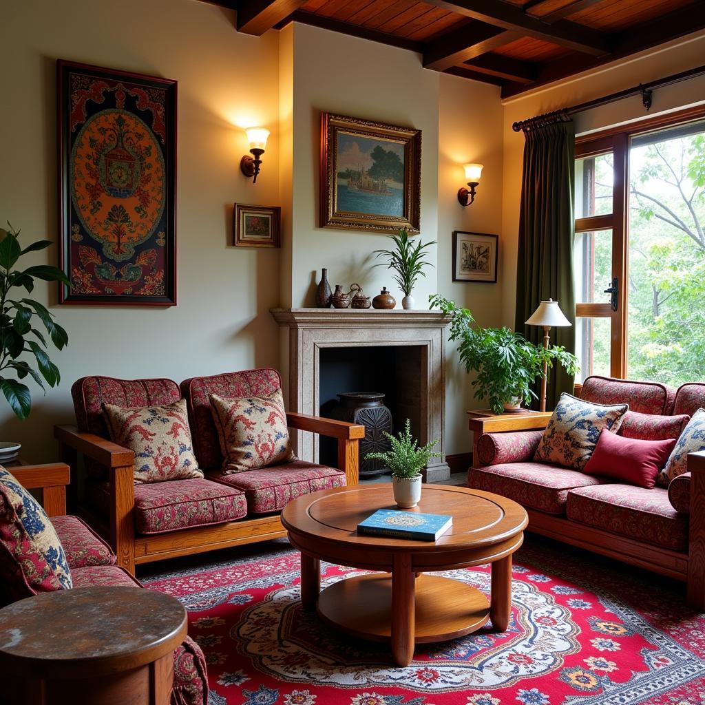 Malaysian homestay living room with traditional decor