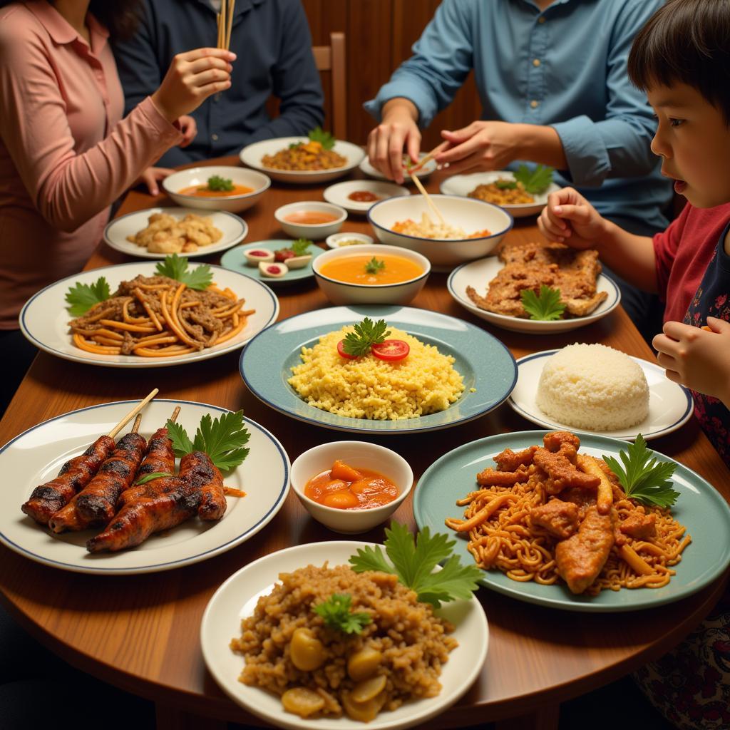 Enjoying a traditional Malaysian meal in a homestay