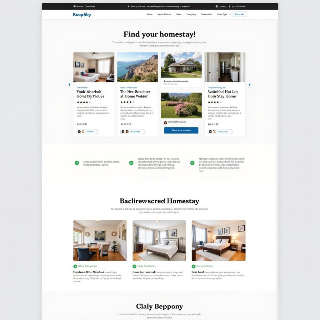 Website Interface Showing Homestay Options