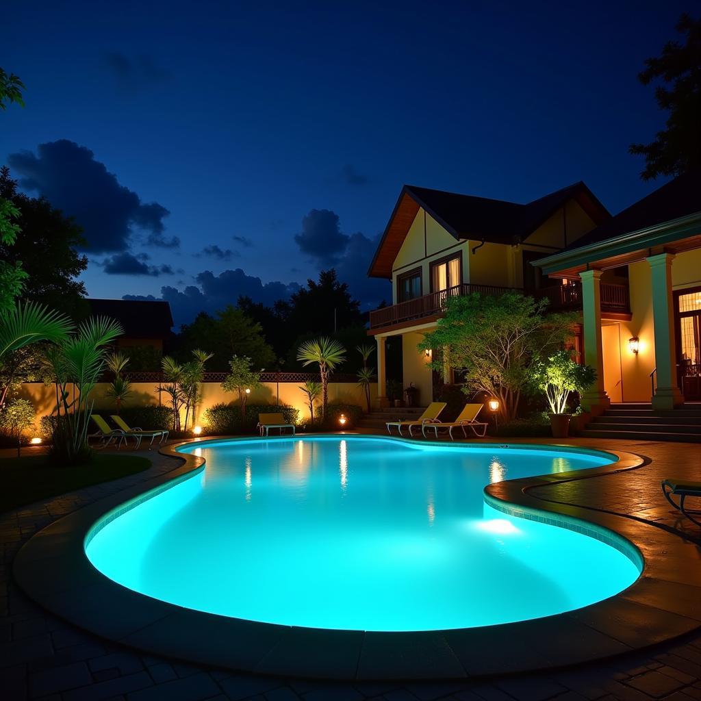 Melaka Homestay Pool at Night