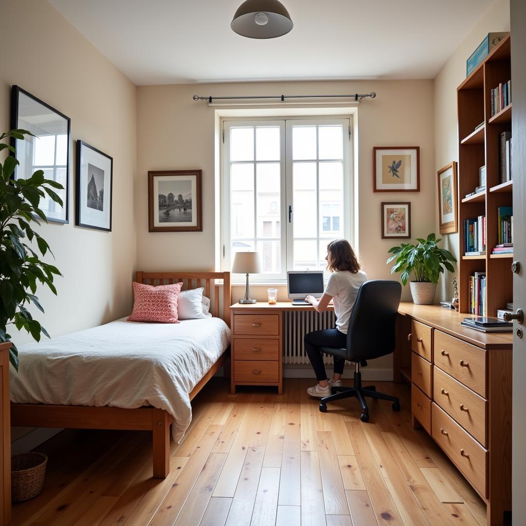 A student studying in their comfortable homestay room in Melbourne