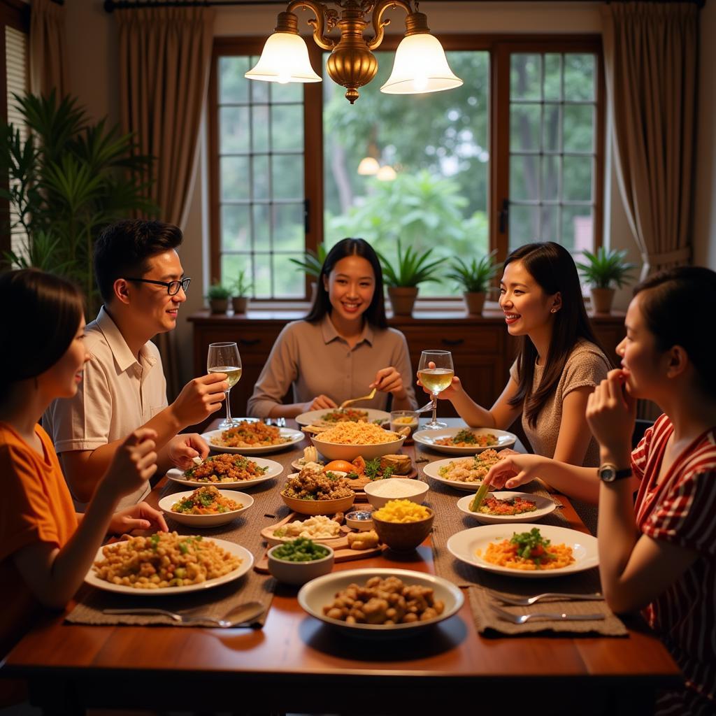 Family dinner at a Mersing homestay