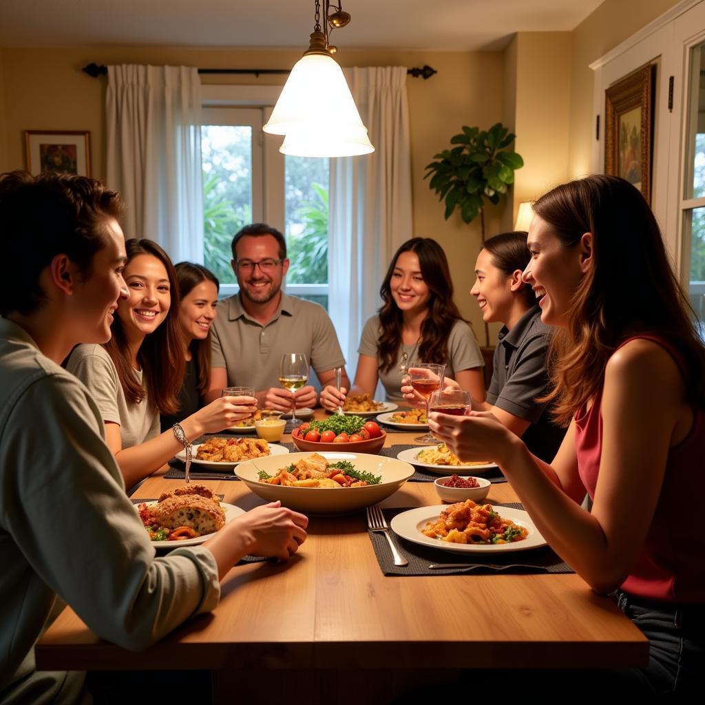 Enjoying a delicious home-cooked meal with your homestay family in Miami