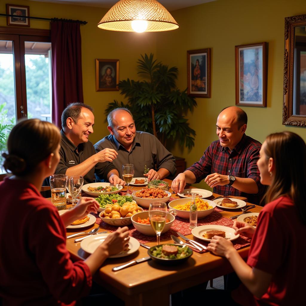 Family dinner at a Miri Pujut homestay