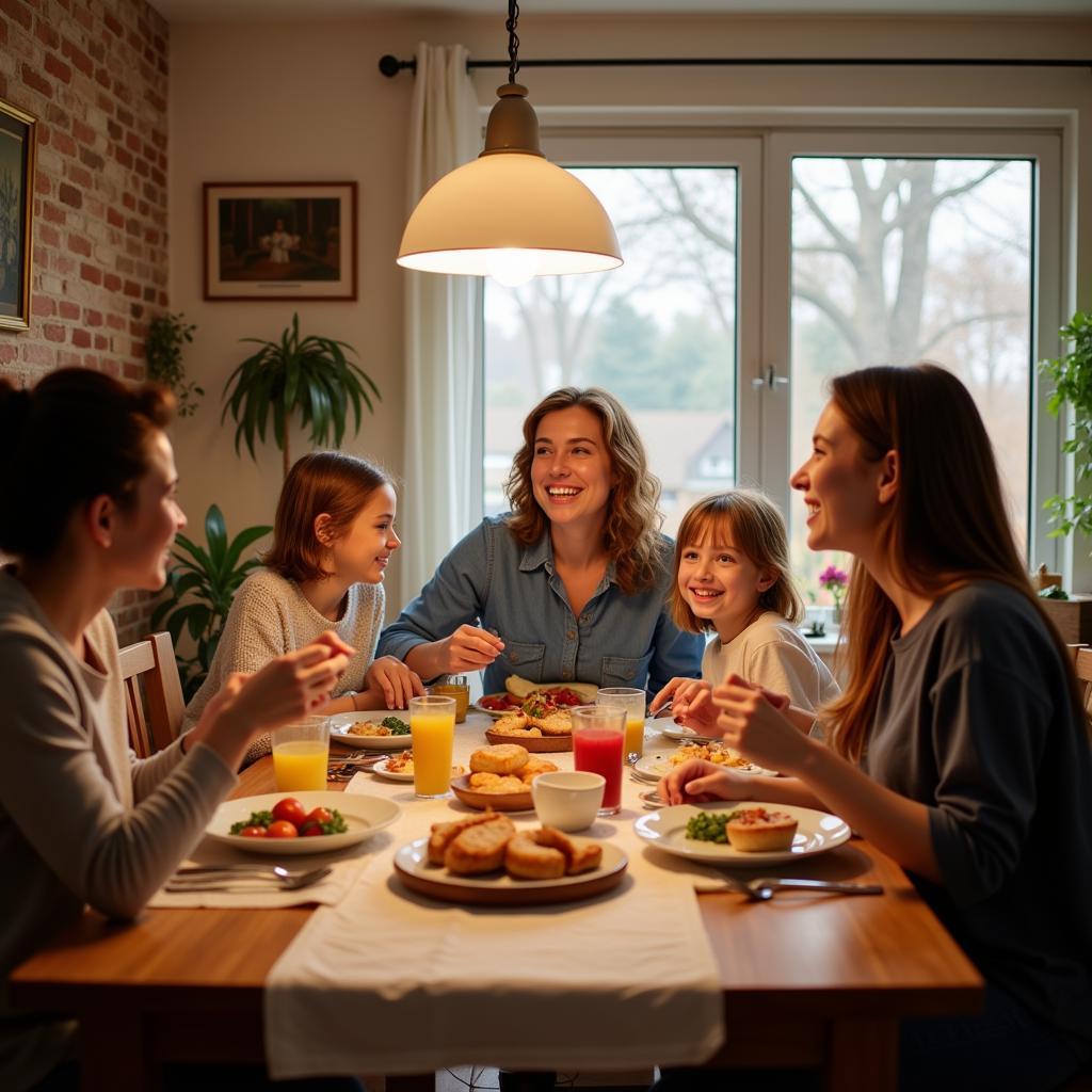 Family enjoying dinner together in a Mississauga homestay