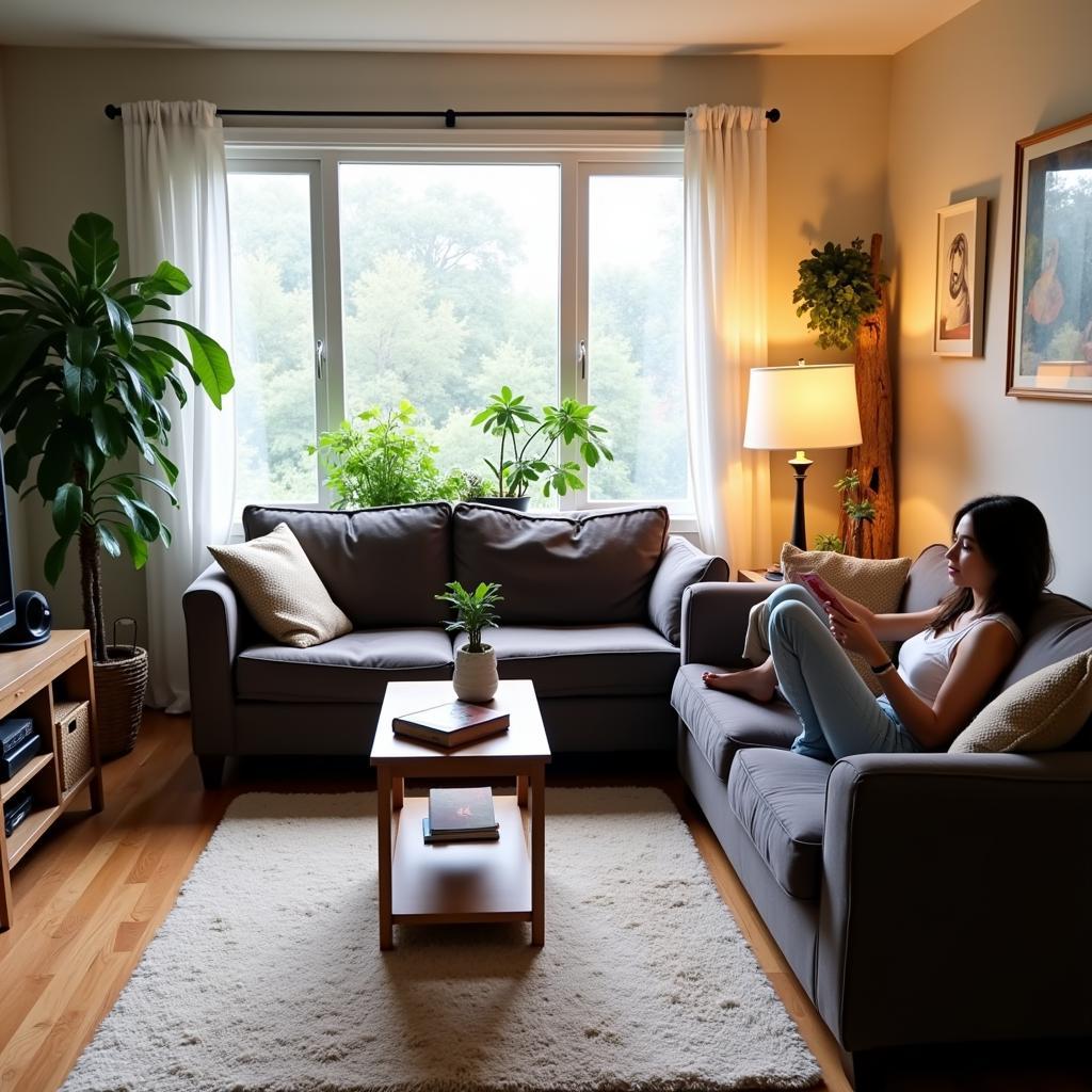 Relaxing in the living room of a Mississauga homestay