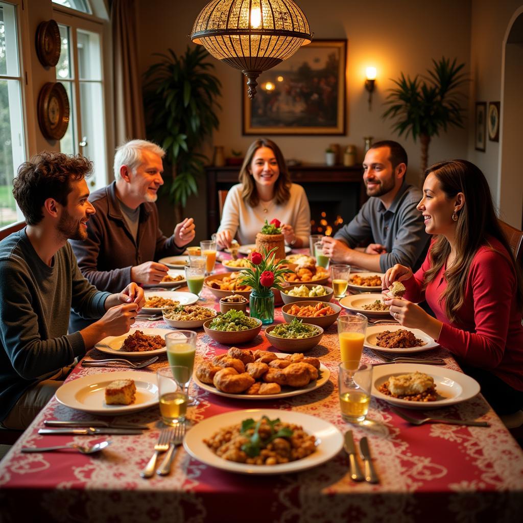 Enjoying a traditional Spanish meal with a host family in Montebello