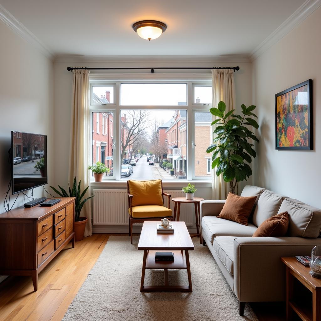 Cozy living room in a Montreal homestay