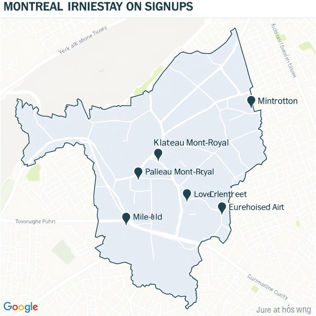 Map showing popular homestay locations in Montreal