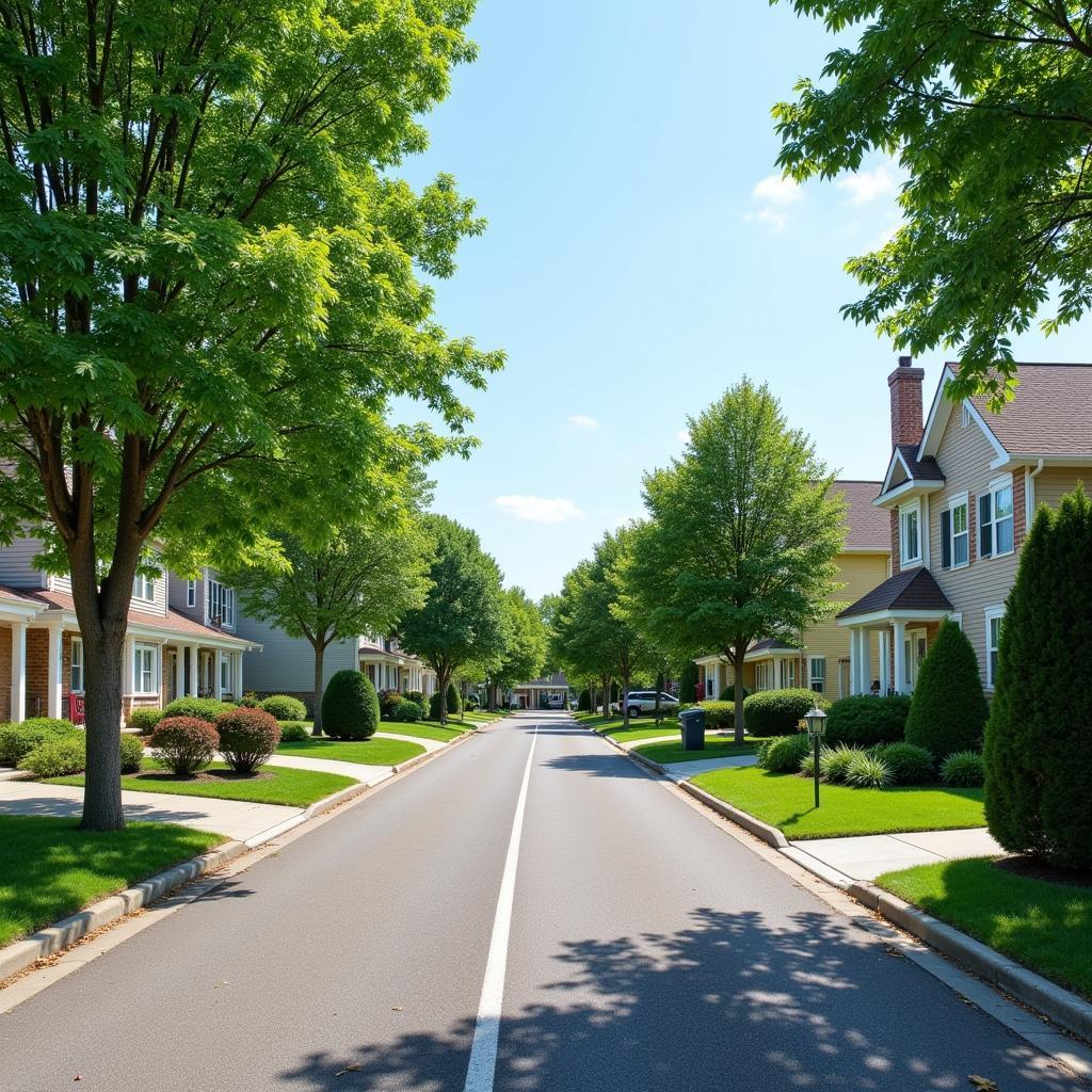 Quiet residential street in Moon Township with family homes