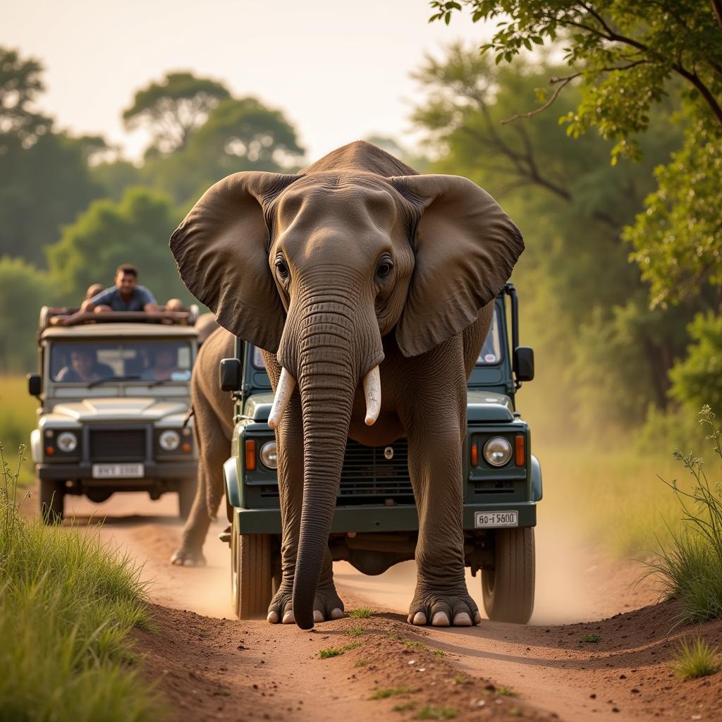 Elephant sighting during a safari in Nagarhole National Park