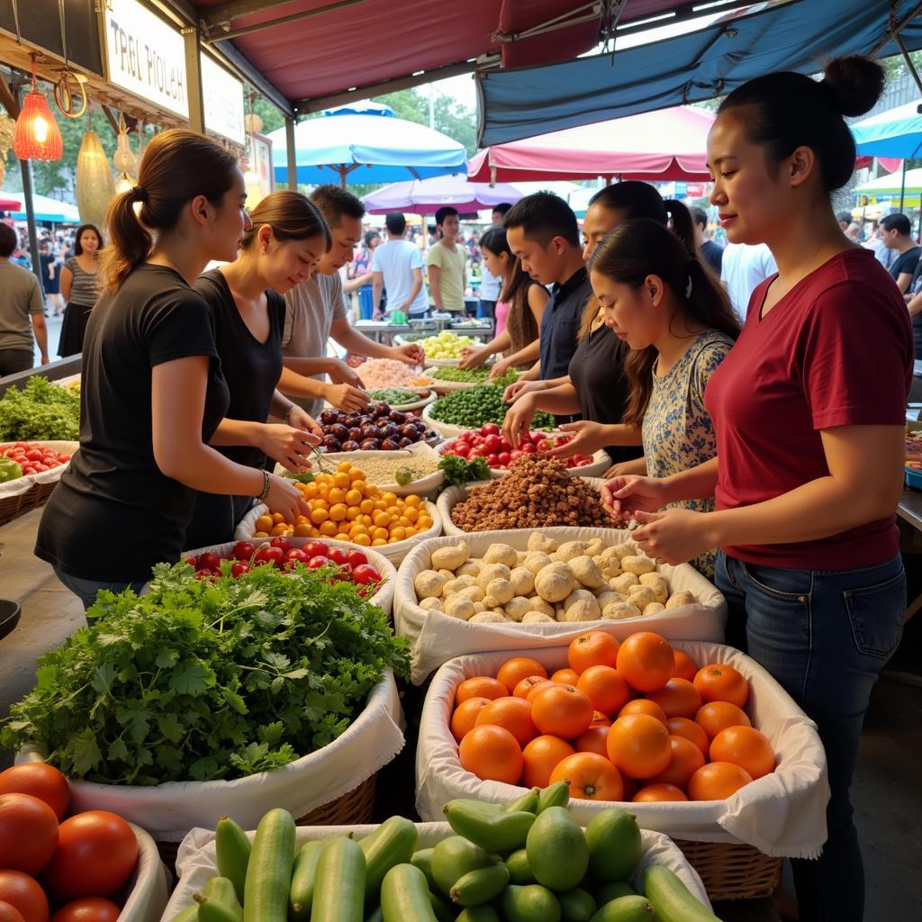 Visiting the Local Market with Homestay Hosts