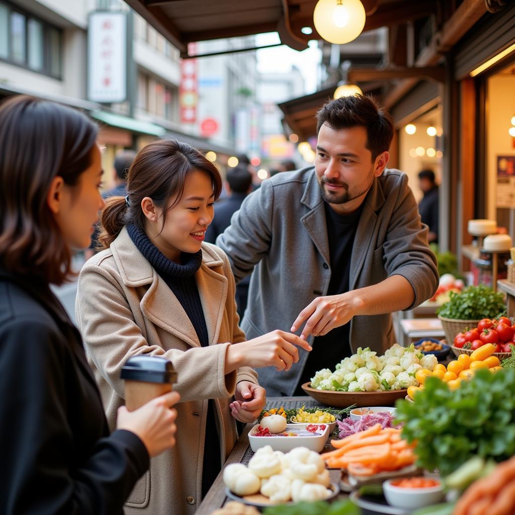 Exploring local markets with Osaka homestay host