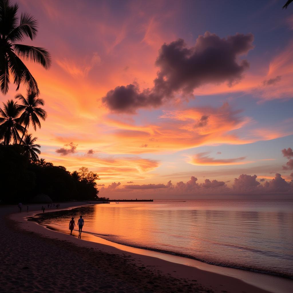 Stunning sunset view from a beach in Pulau Pangkor