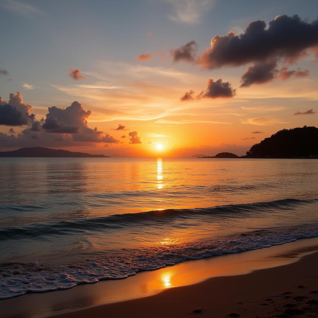 Stunning sunset view from Pantai Cenang beach, Langkawi