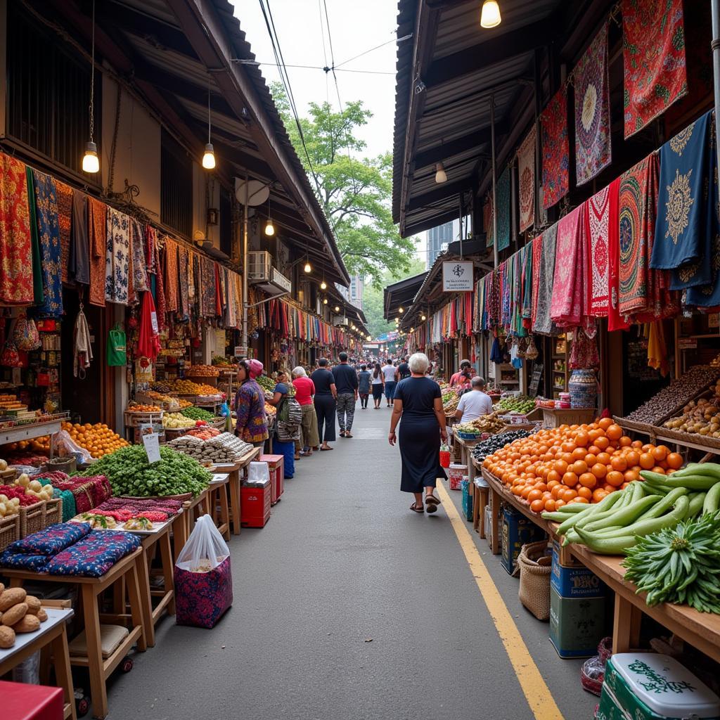 Vibrant scene at Pasar Payang Market, near homestays in Terengganu