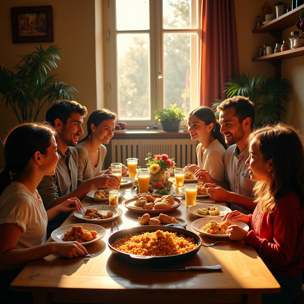 Family meal in a Pelegong homestay