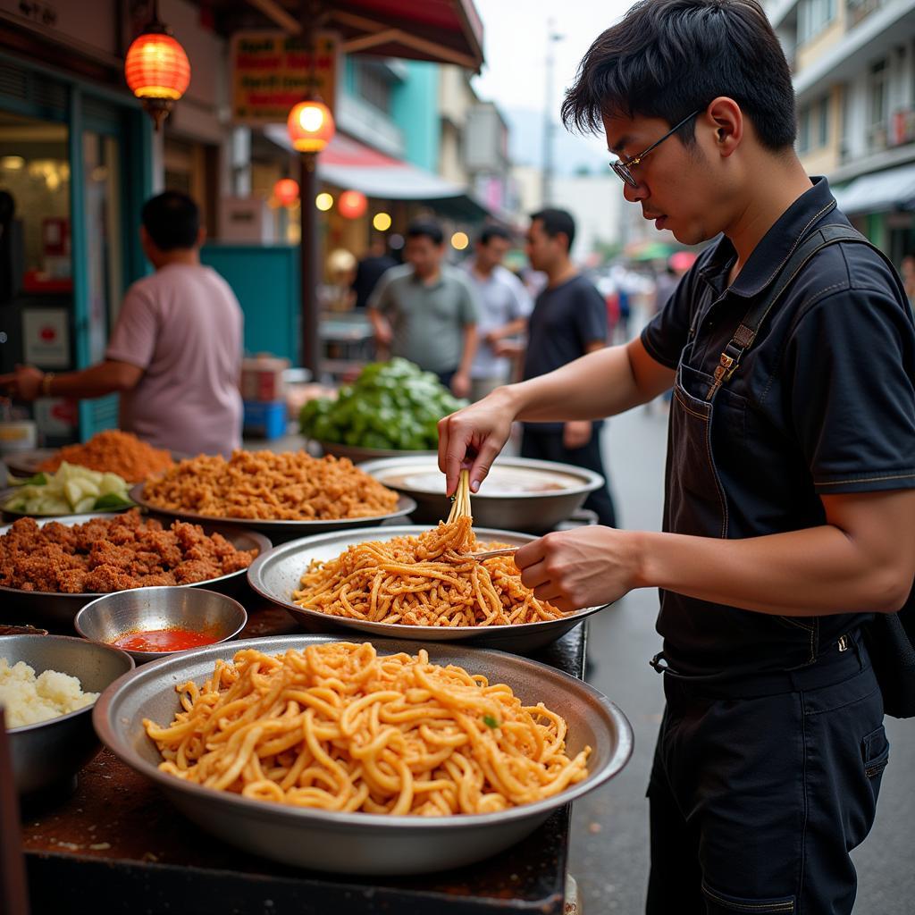 Street vendor selling local Penang cuisine