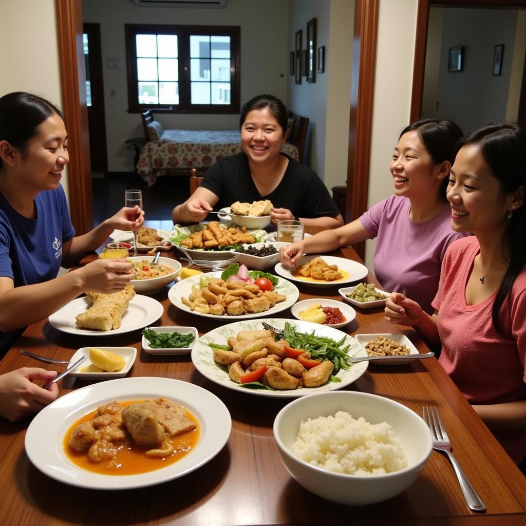 Enjoying local cuisine at a Perak homestay