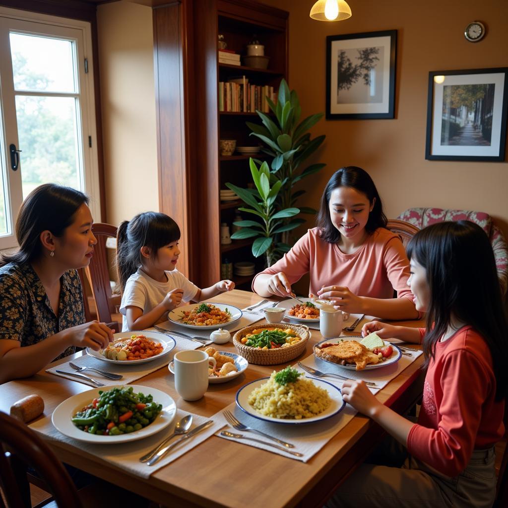 Family meal at a Perak homestay