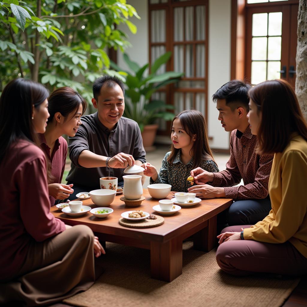 Enjoying a traditional tea ceremony with a local family in a Perak homestay.