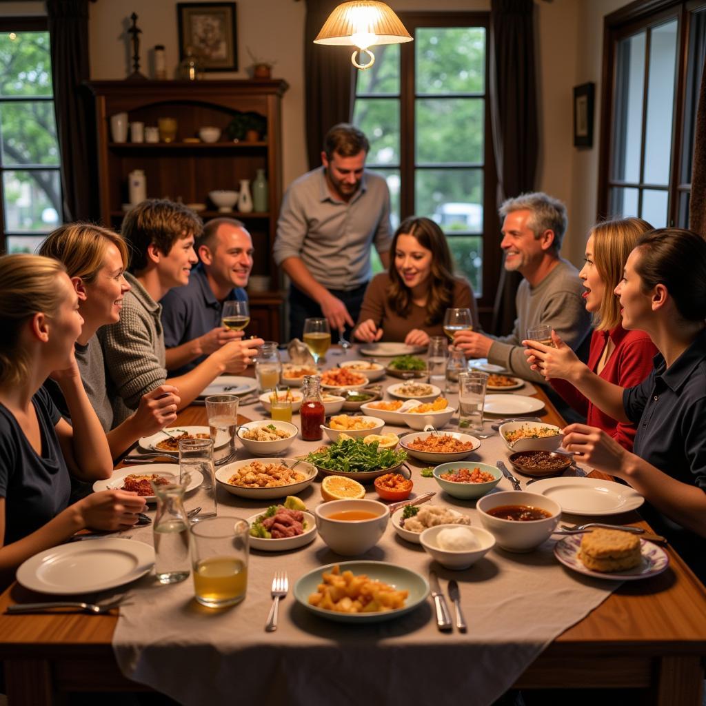 Perlis homestay family enjoying a traditional meal together