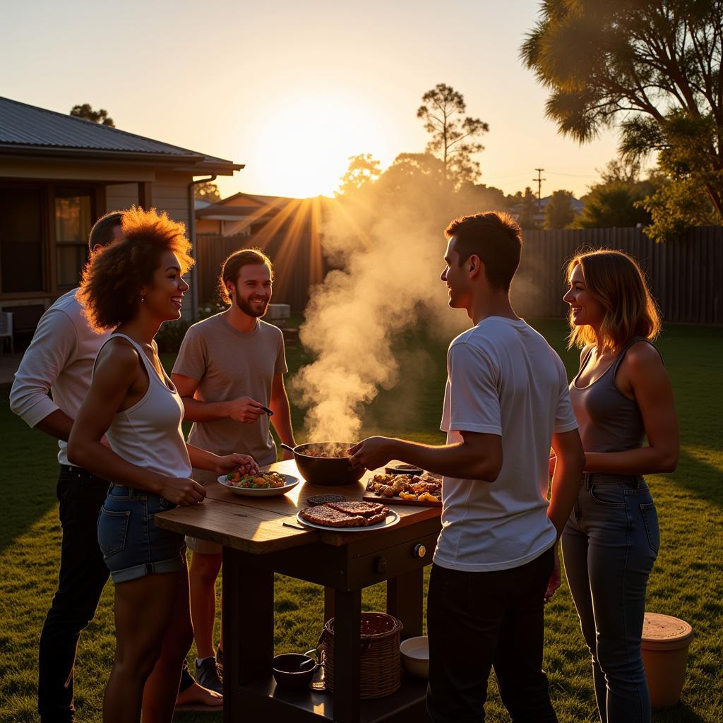 Enjoying a BBQ with homestay hosts in Perth