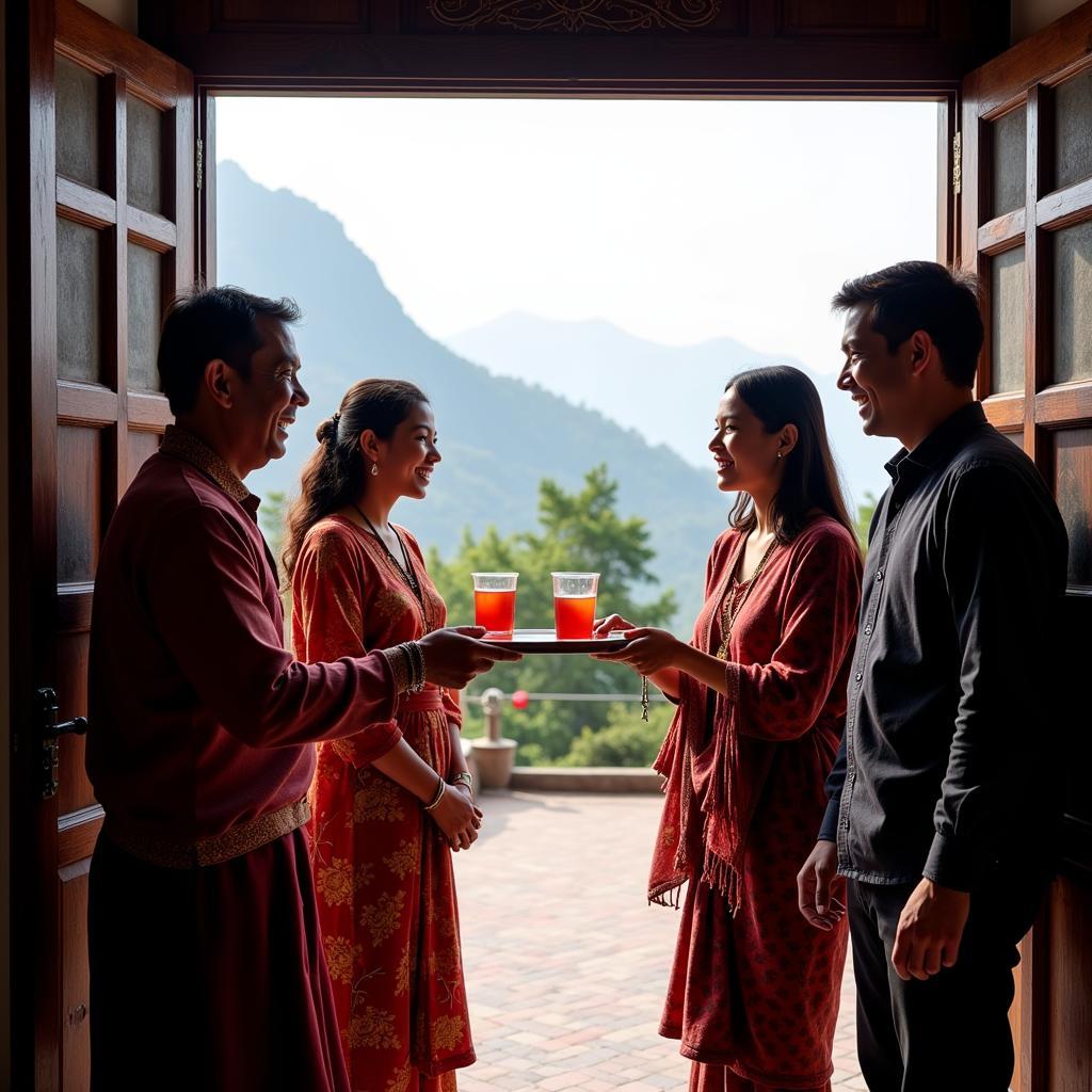 Nepali Family Welcoming Guests in Their Homestay