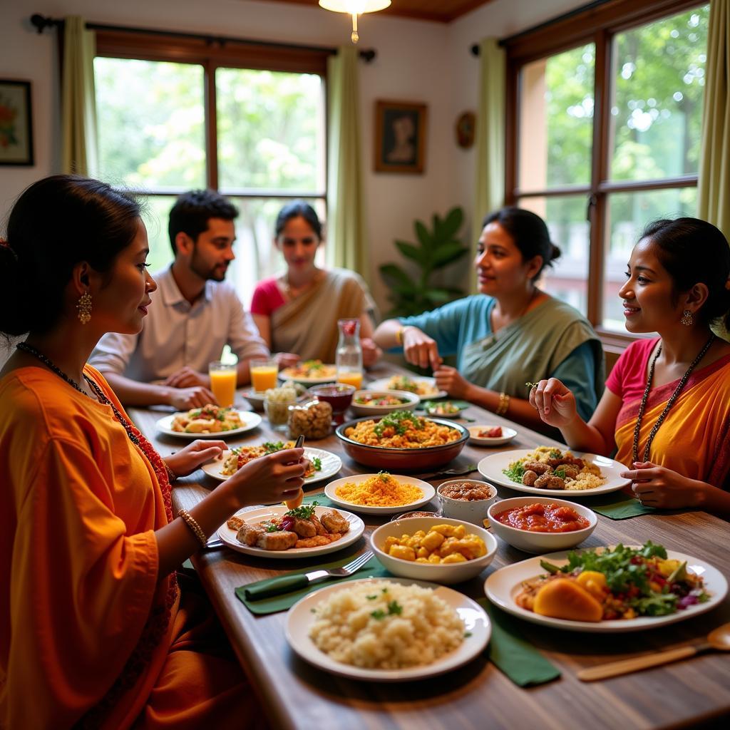 Family Meal at a Pondicherry Homestay