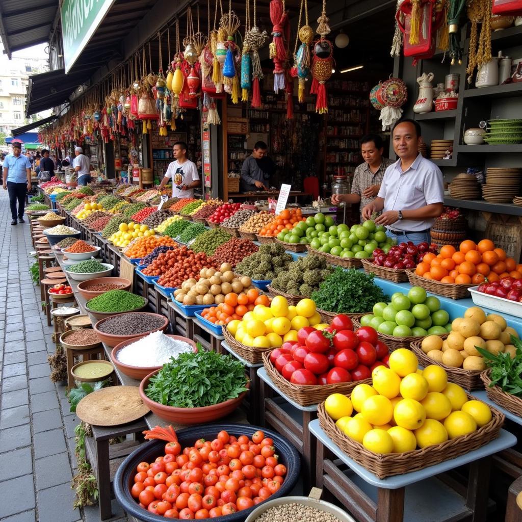 Puchong local market filled with vibrant colors and fresh produce