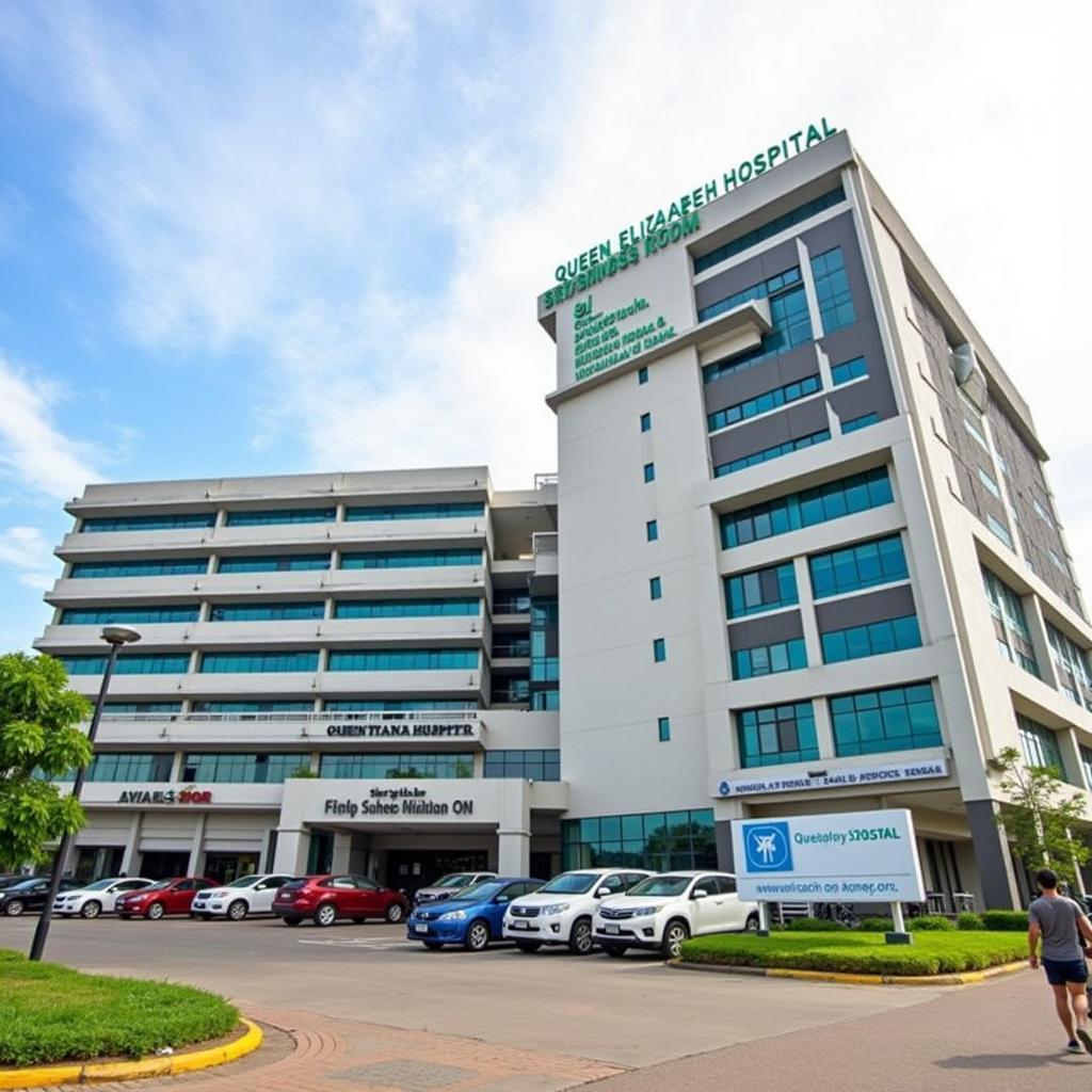 Modern Exterior of Queen Elizabeth Hospital Sabah