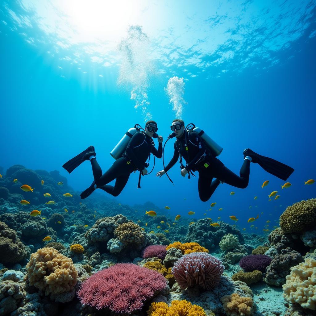 Scuba Divers Exploring Raja Ampat Coral Reefs