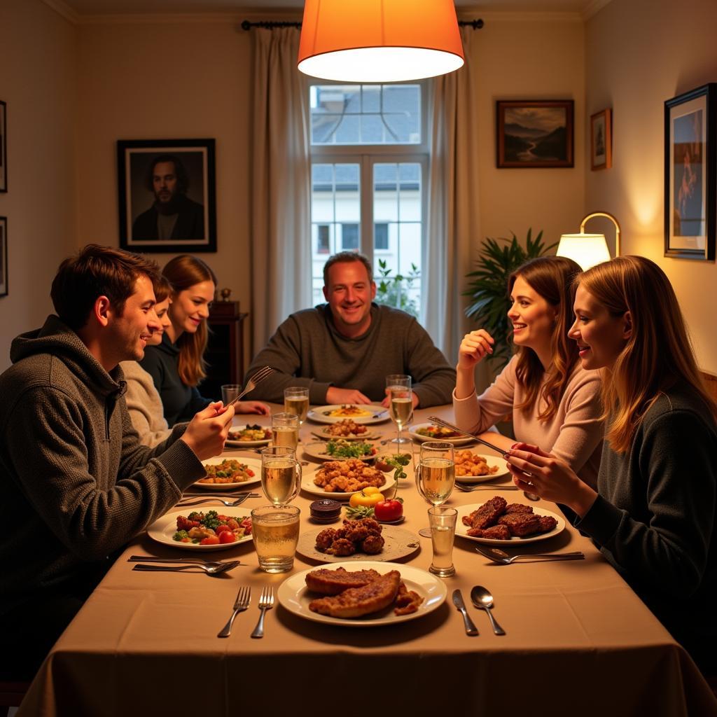 Family dinner in a cozy Reykjavik homestay