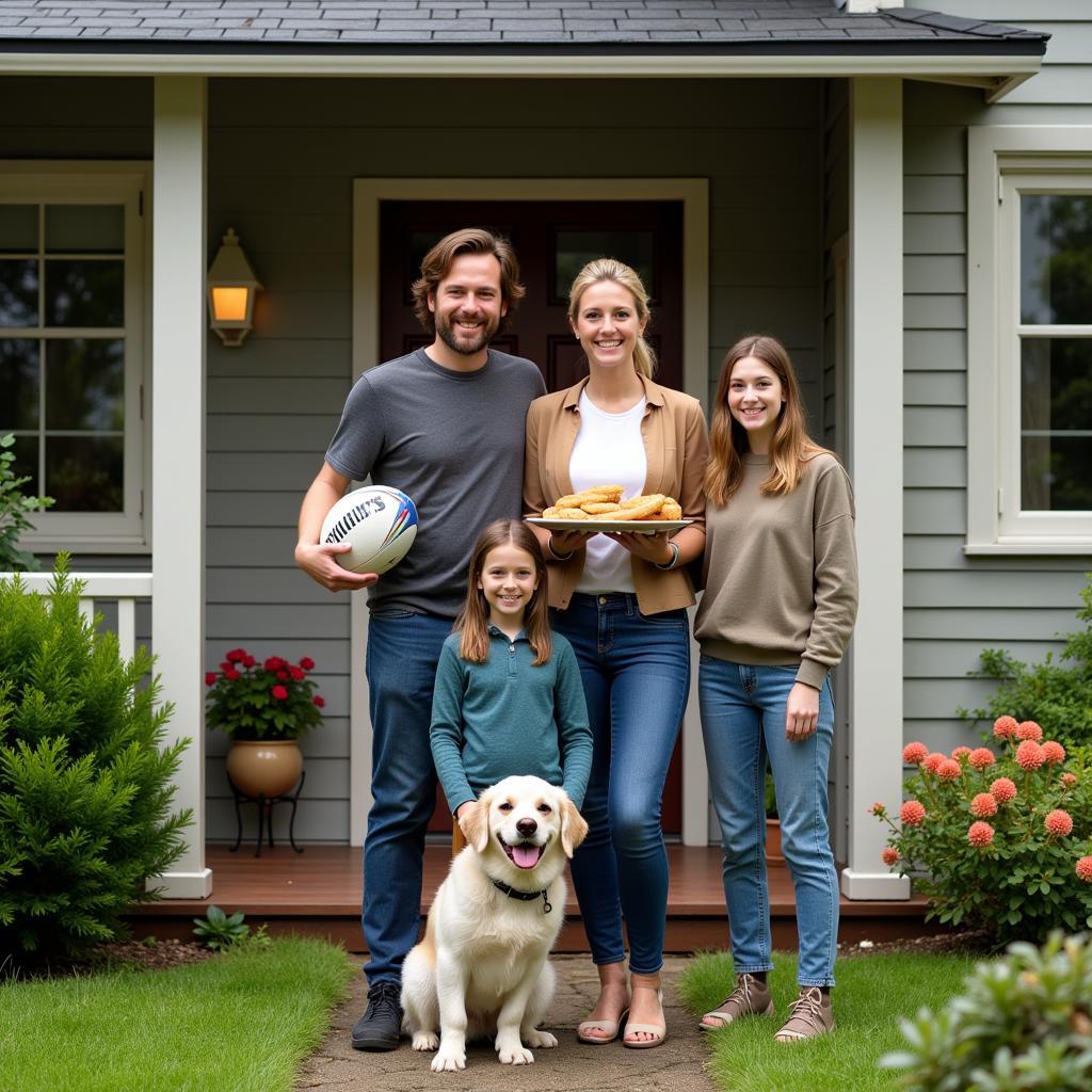 A happy family welcoming guests to their Rotorua homestay