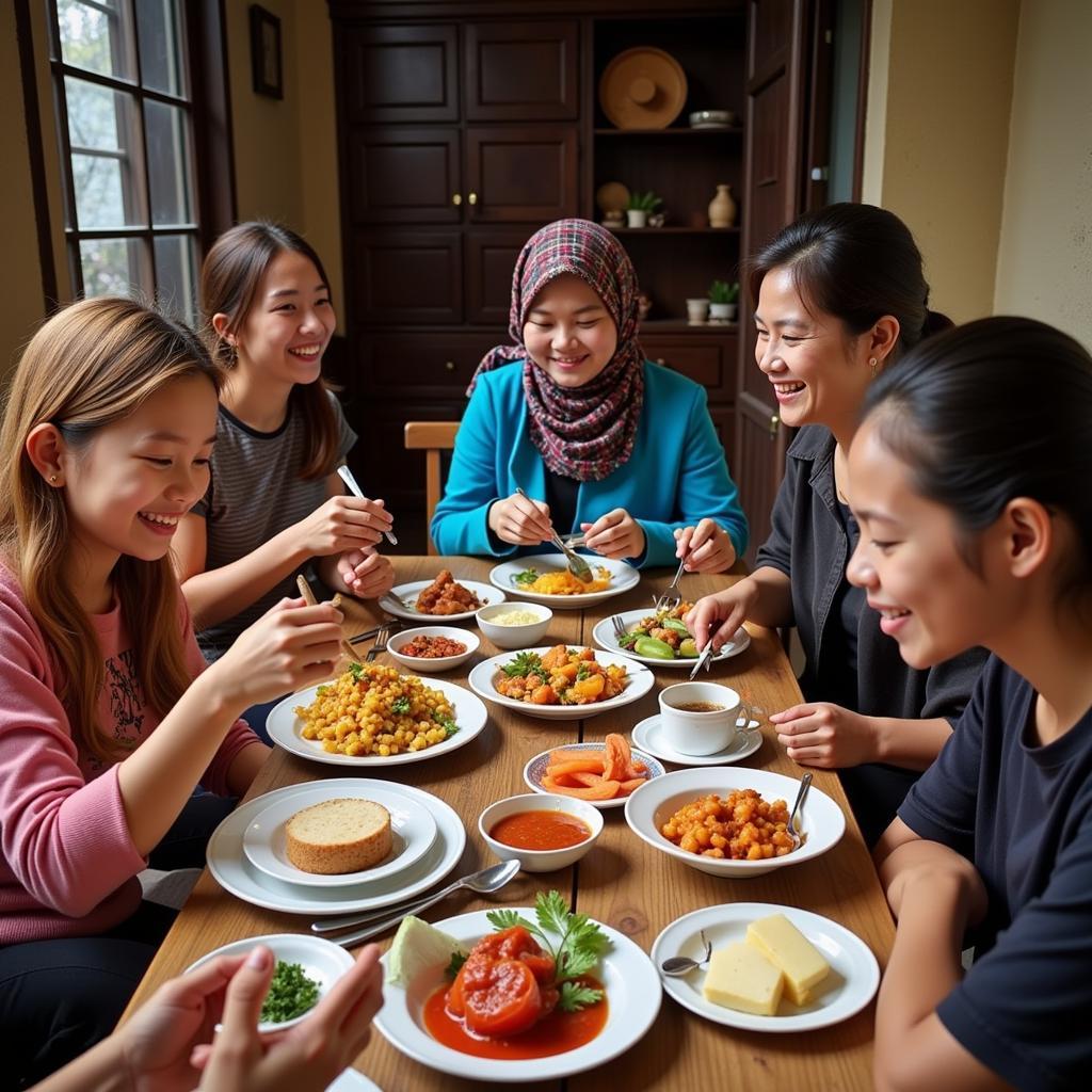 Sharing a Meal with a Sabahan Family at Azizya Homestay