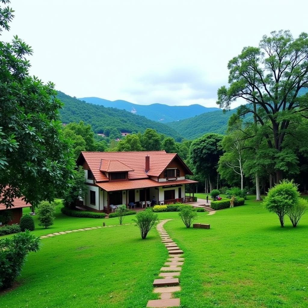 Scenic view of a homestay nestled in the hills of Sakleshpur