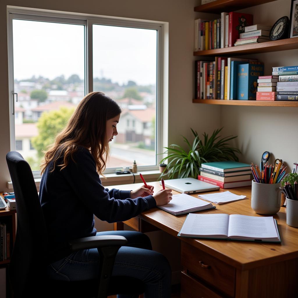 Homestay student studying in San Diego