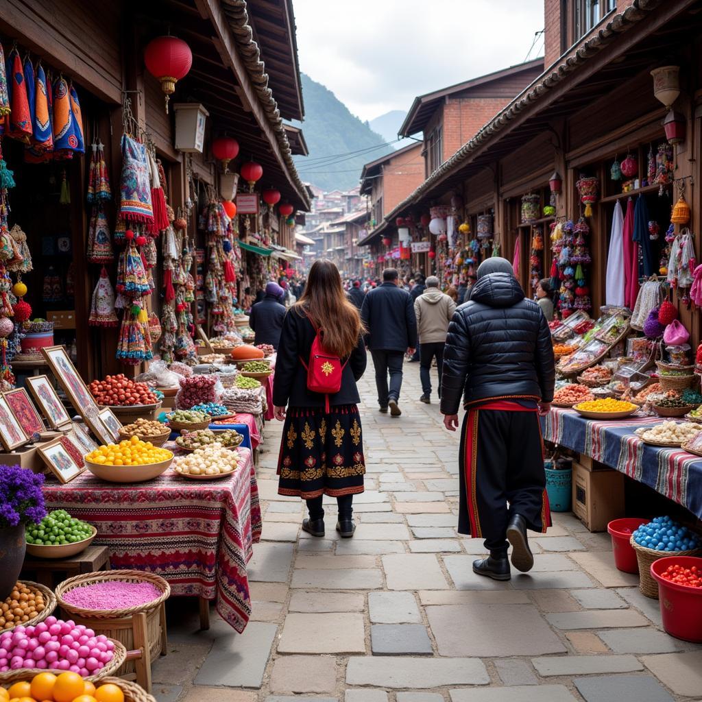 Local market scene in Sapa, Vietnam