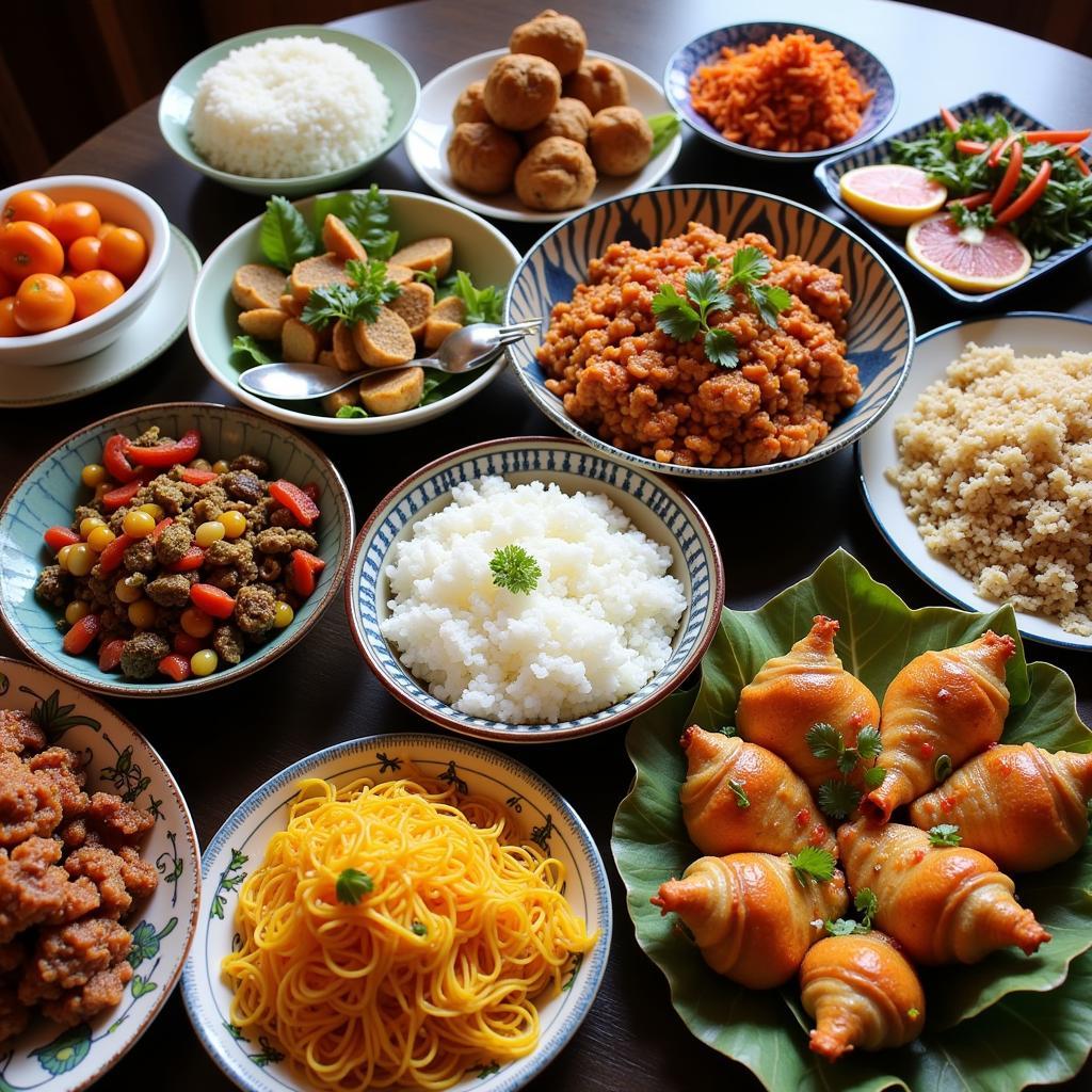 Traditional meal at a Sapa homestay