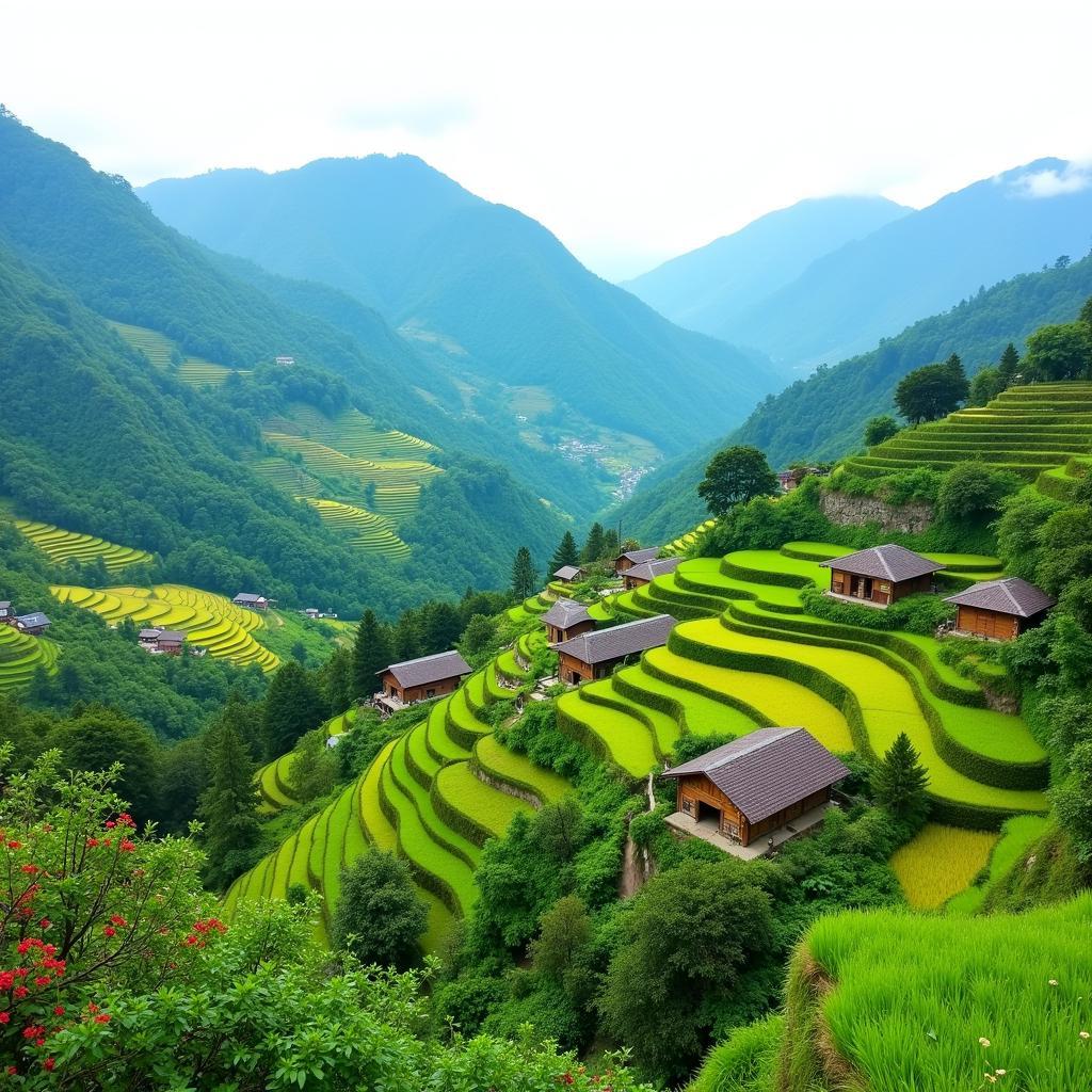 Stunning view of Sapa valley from a traditional homestay