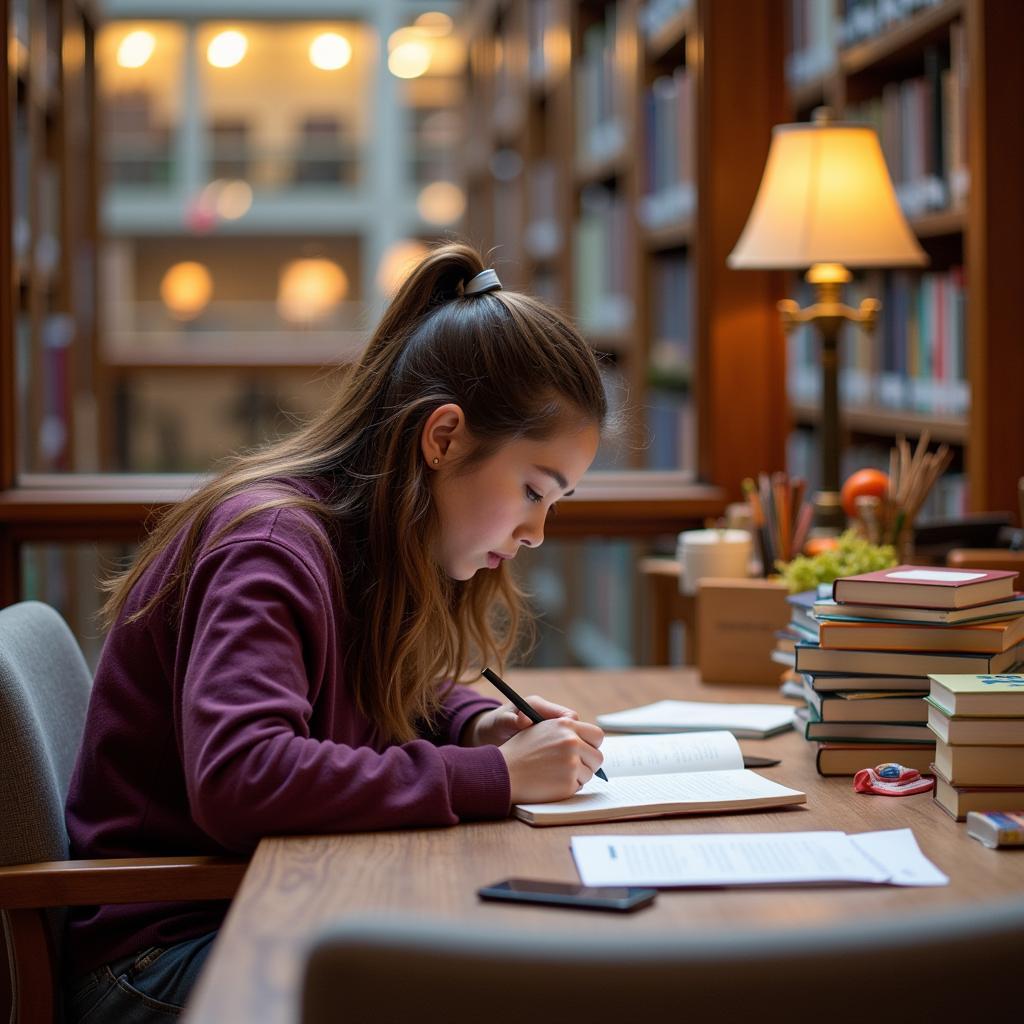 Seattle Homestay Student Studying at UW Library