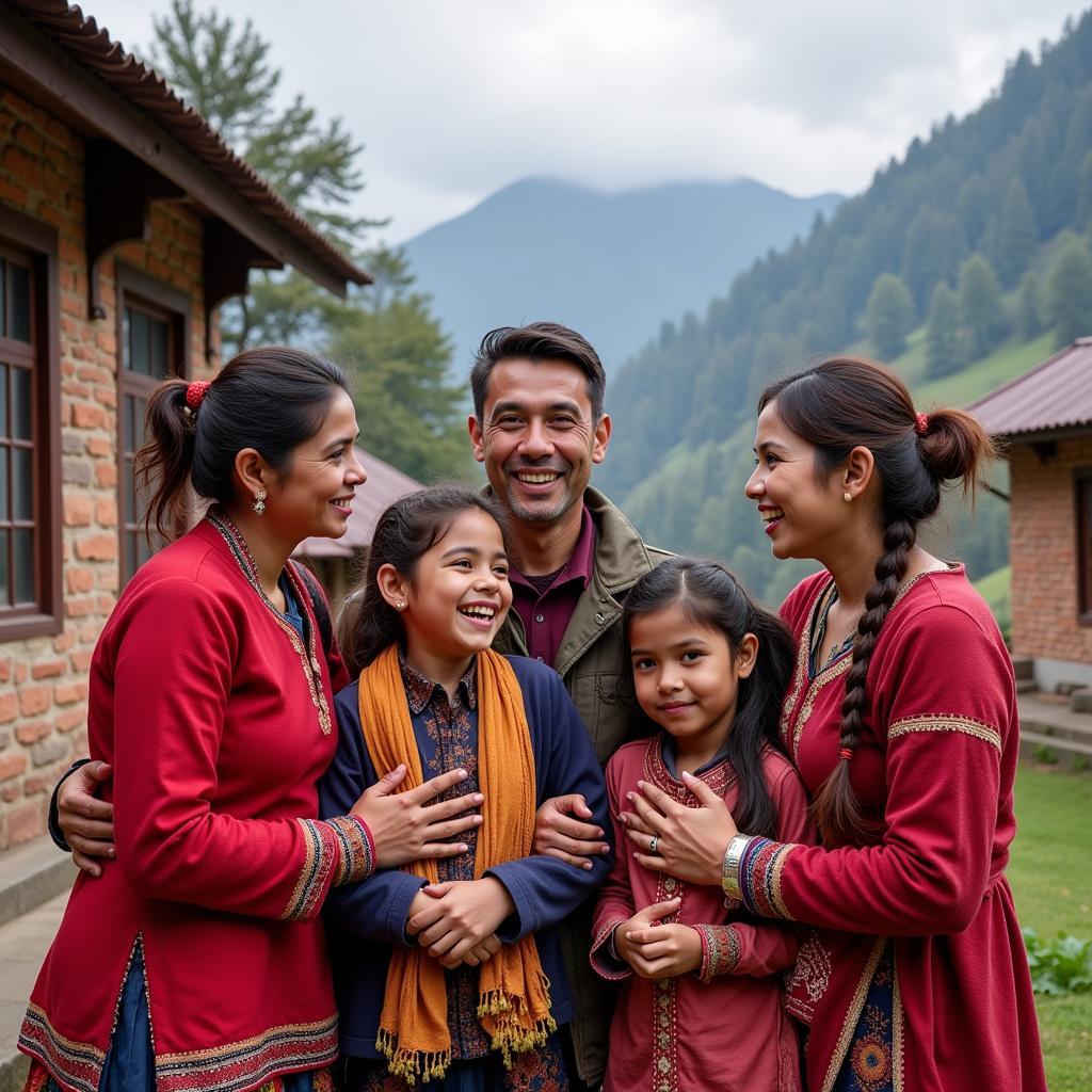 Nepali Family Welcoming Guests at a Homestay in Shivkhola