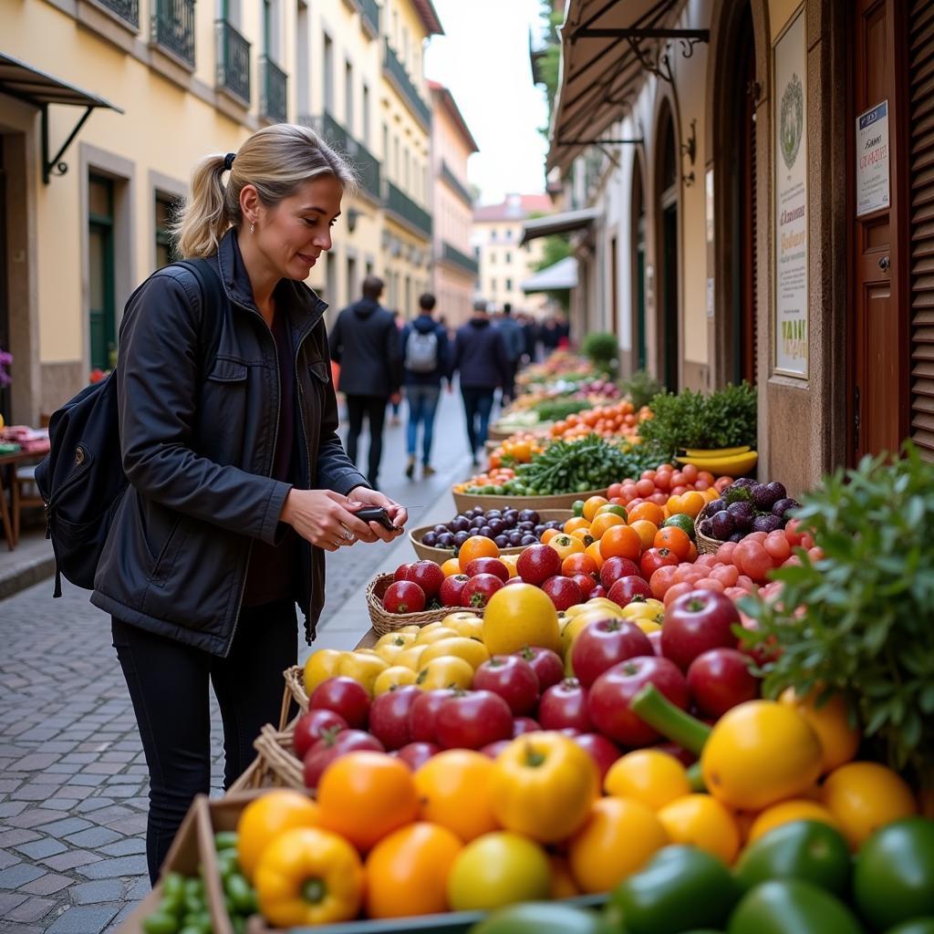 Visiting a local market with a Sintra homestay host