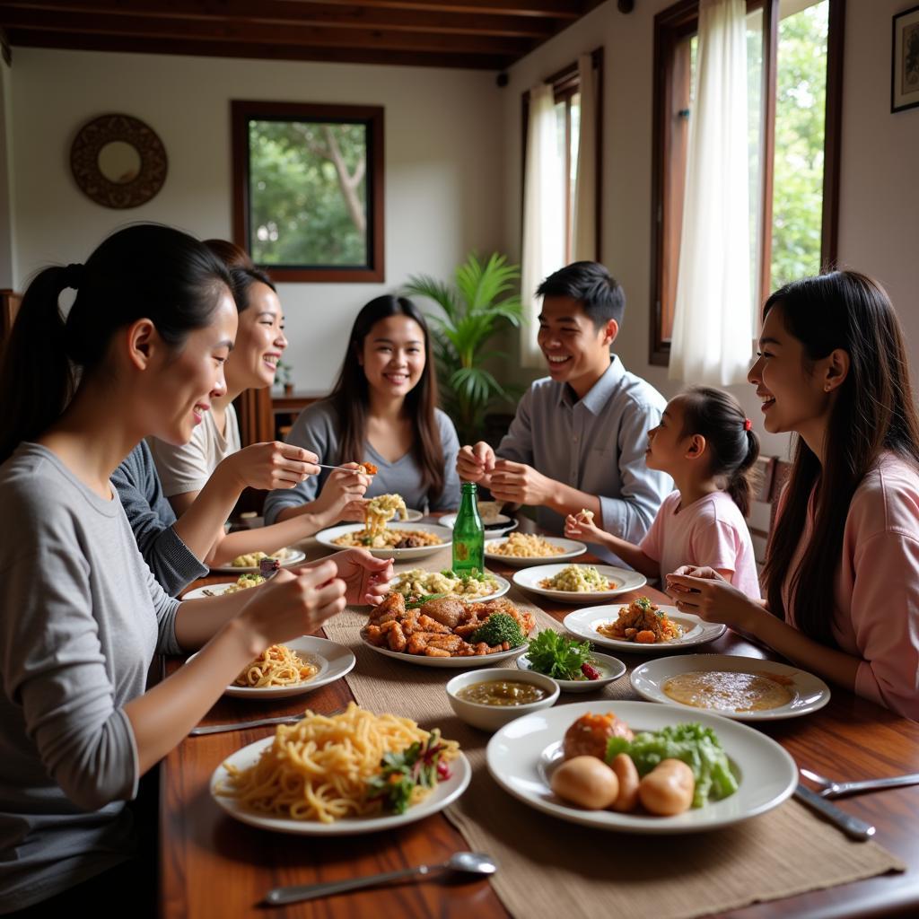 Sharing a Meal with a Son La Homestay Family