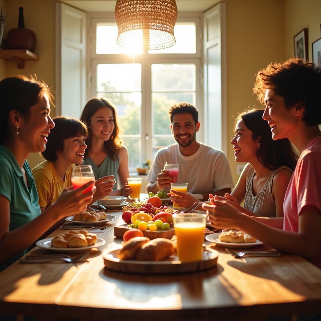 South Miami Homestay Family Enjoying Breakfast