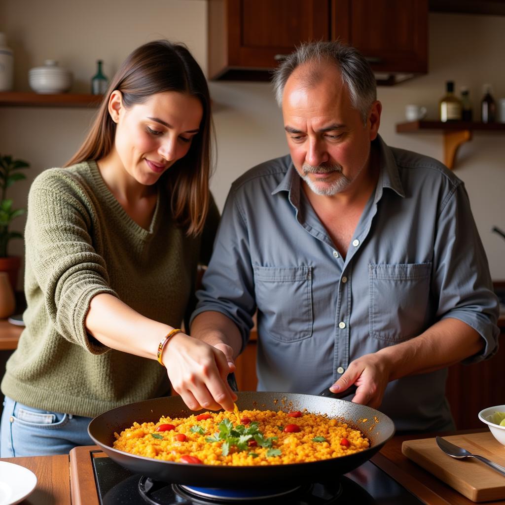 Learning to Cook Paella in a Spanish Homestay