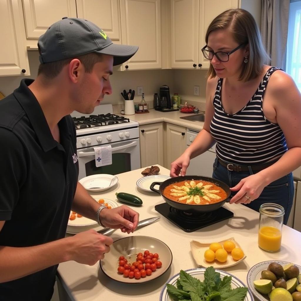 Learning to make paella in a Spanish homestay