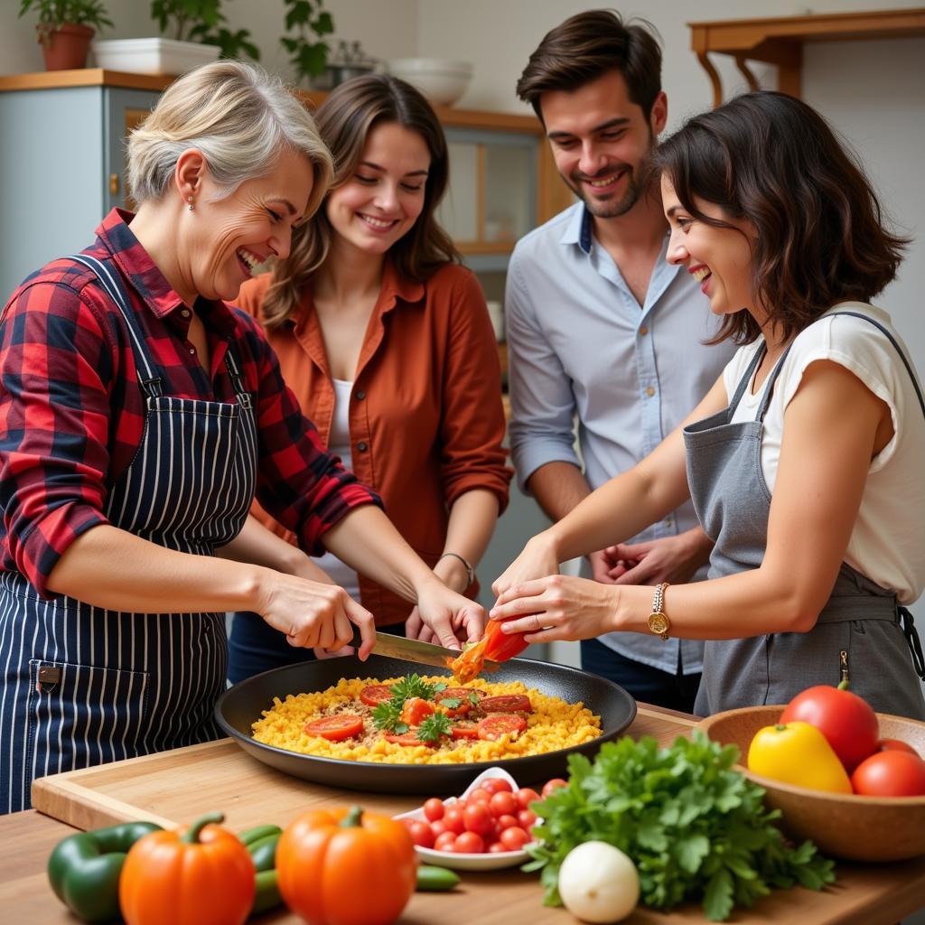 Learning to cook Paella in a Spanish homestay