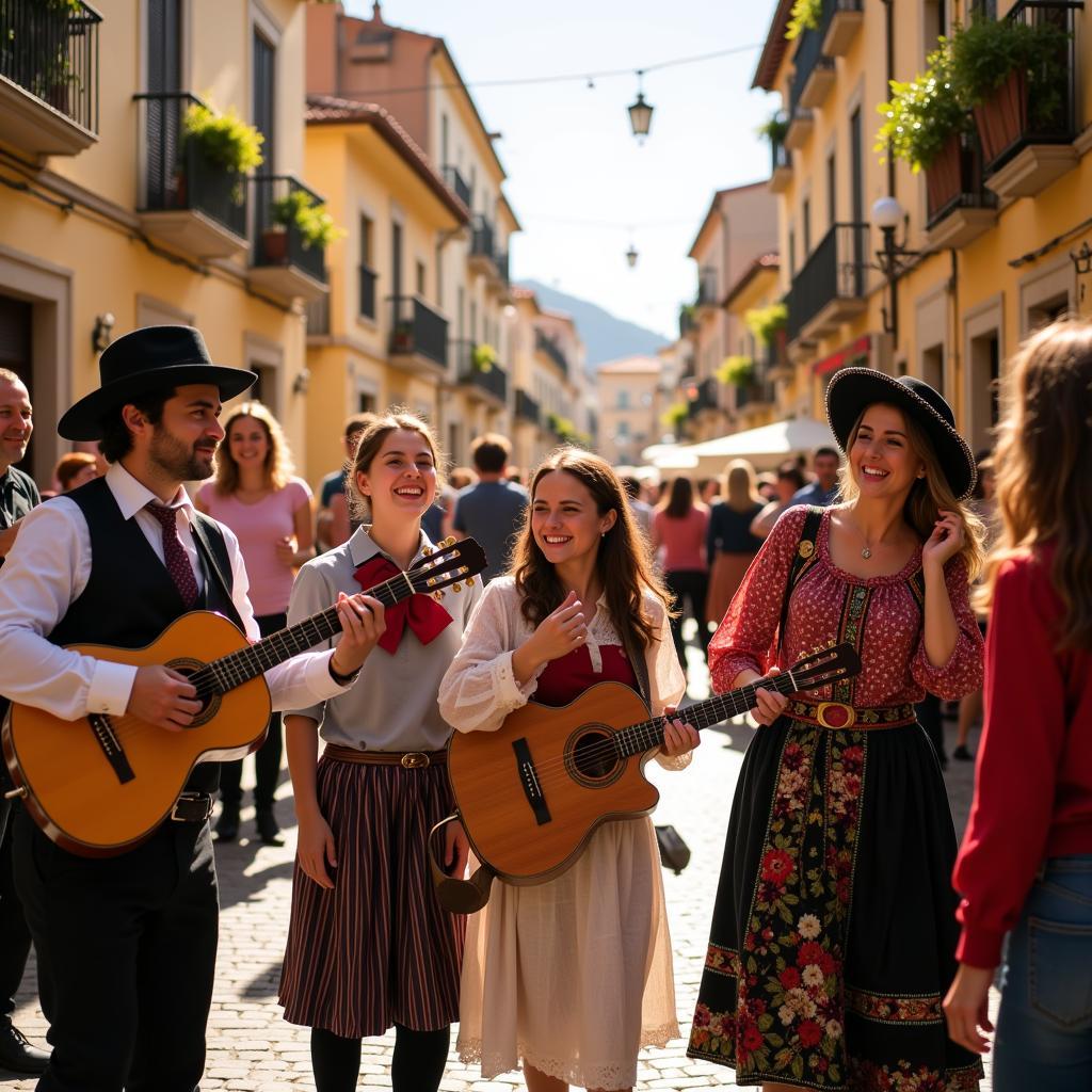 Celebrating a local festival with a Spanish family